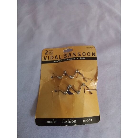 Vintage Vidal Sassoon Fashion Hair Slides 2 Pieces Silver New York London Paris - Picture 1 of 3